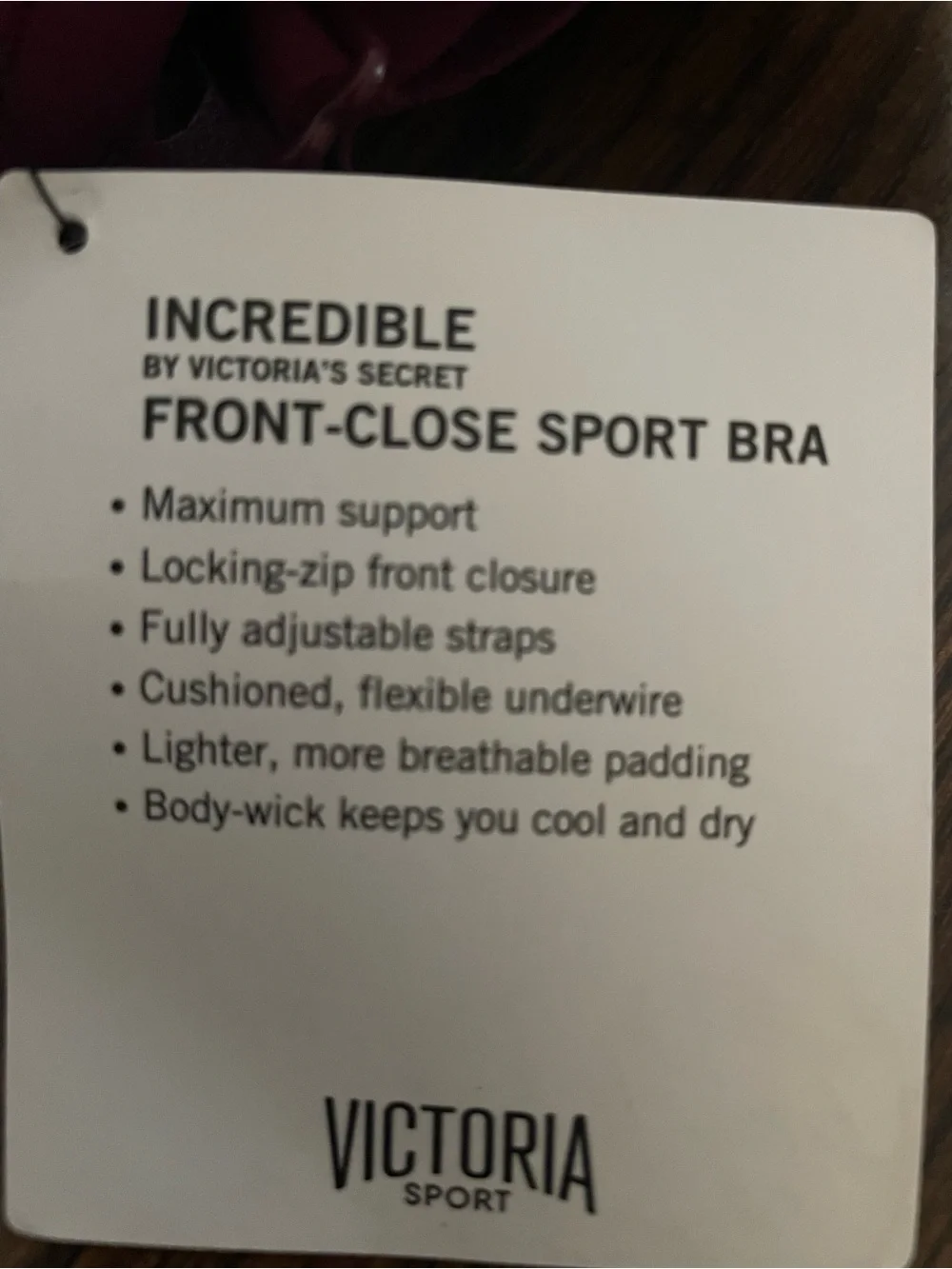 NWT Incredible by Victoria’s Secret Front-Close Sports Bra Plum/Maroon 32C